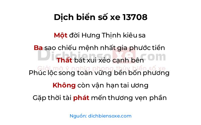 Dịch thơ biển số 13708