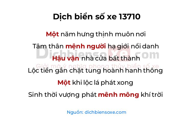 Dịch thơ biển số 13710