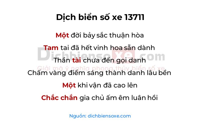 Dịch thơ biển số 13711