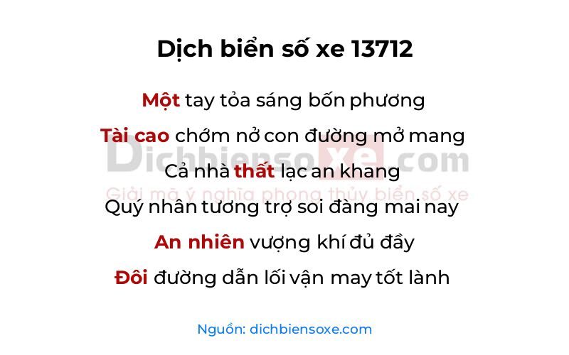 Dịch thơ biển số 13712
