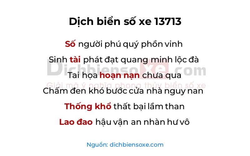 Dịch thơ biển số 13713