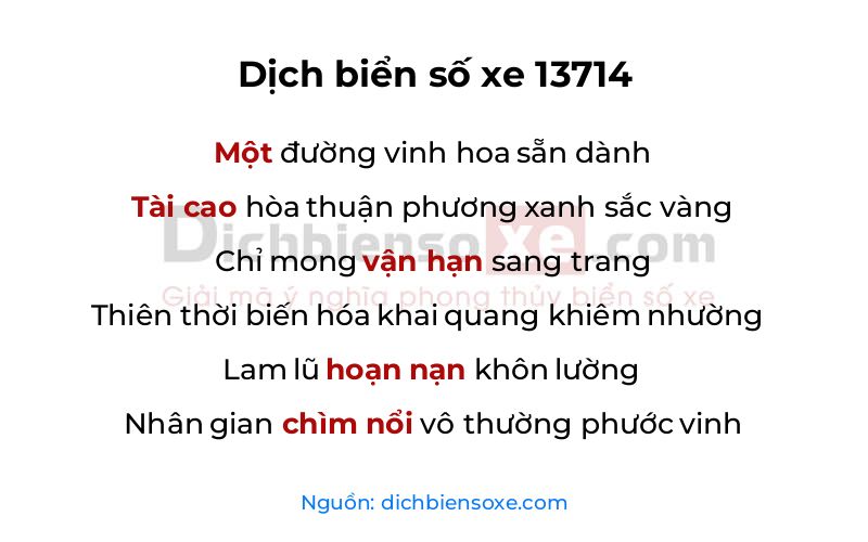 Dịch thơ biển số 13714