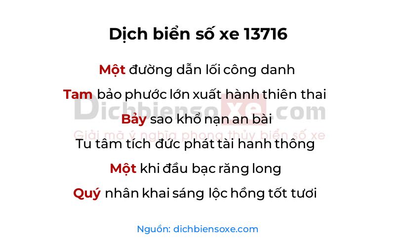 Dịch thơ biển số 13716