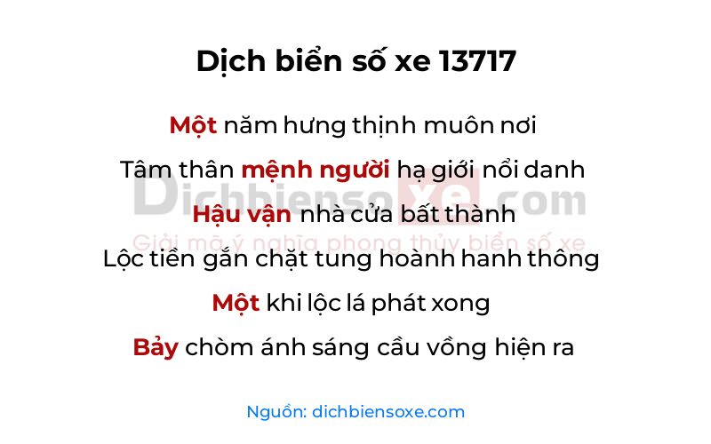 Dịch thơ biển số 13717