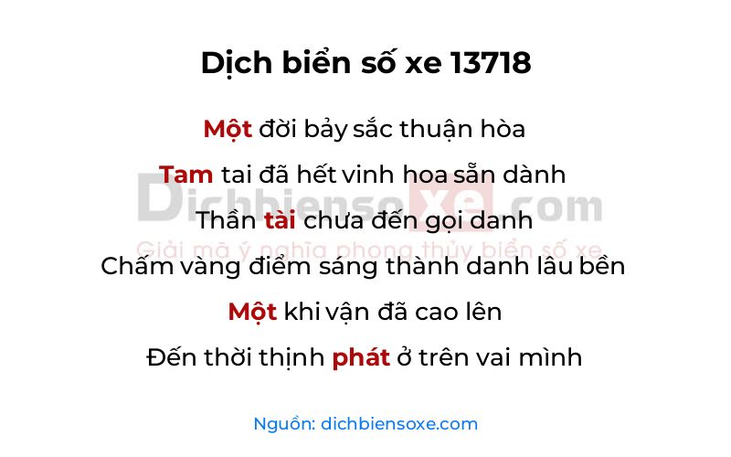 Dịch thơ biển số 13718