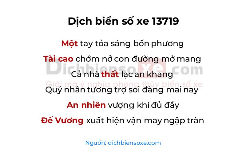 Dịch thơ biển số 13719