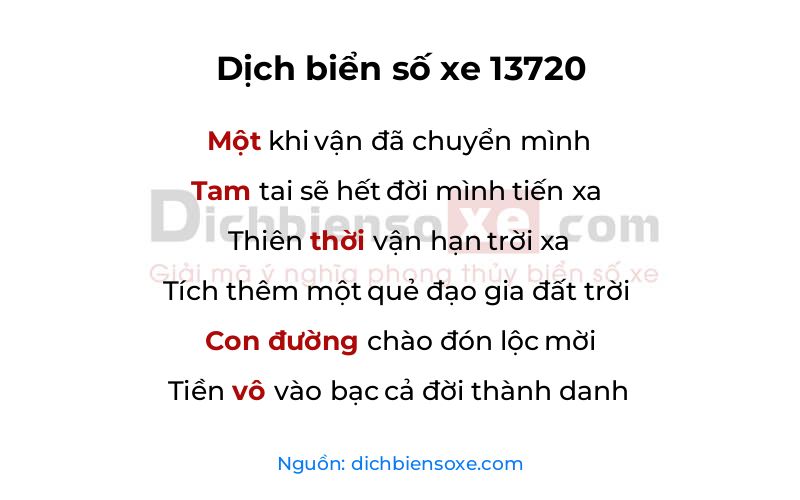 Dịch thơ biển số 13720