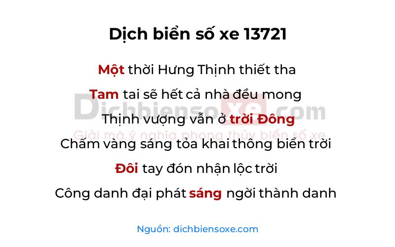Dịch thơ biển số 13721