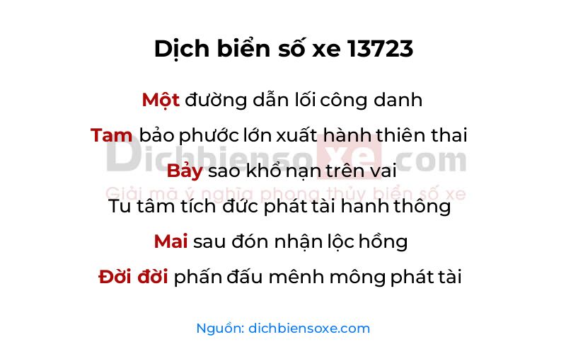 Dịch thơ biển số 13723