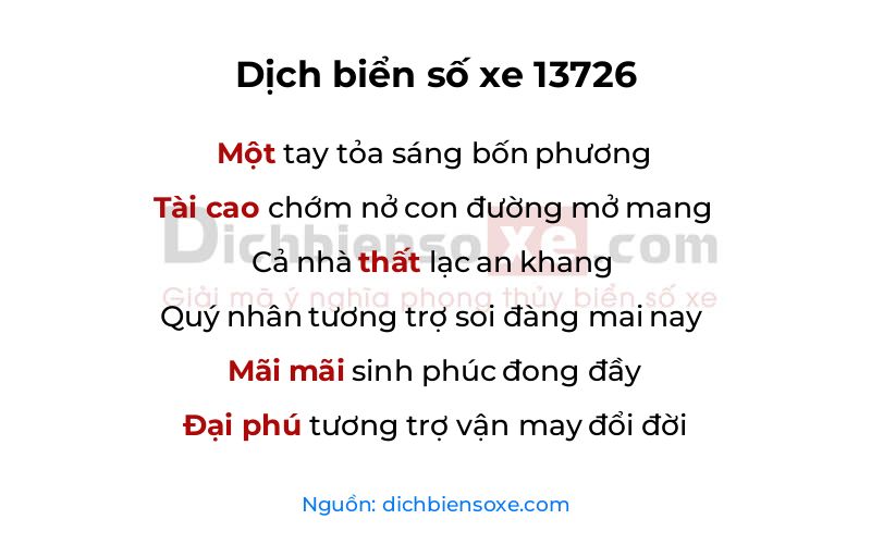 Dịch thơ biển số 13726