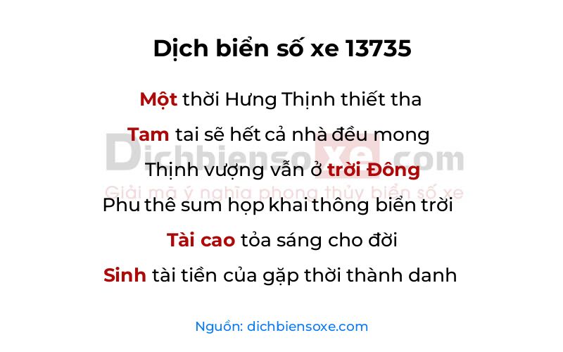Dịch thơ biển số 13735