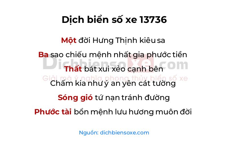 Dịch thơ biển số 13736