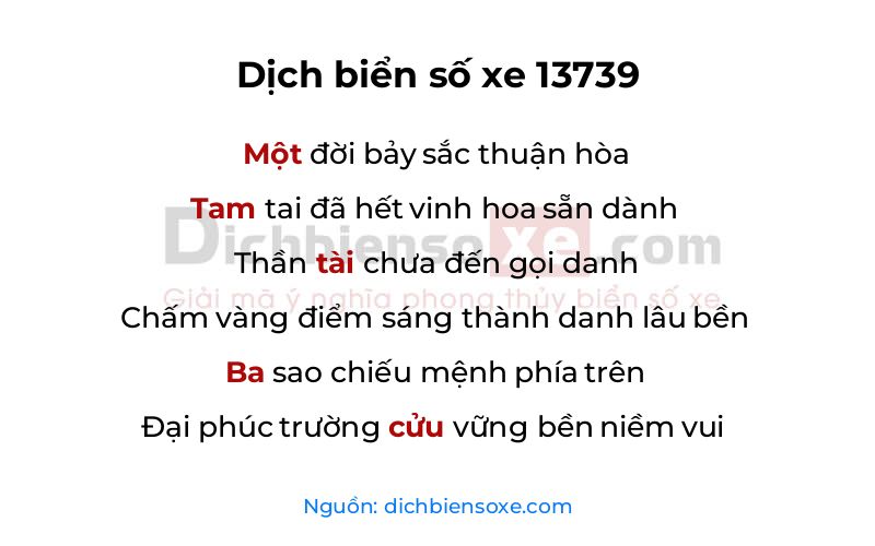 Dịch thơ biển số 13739