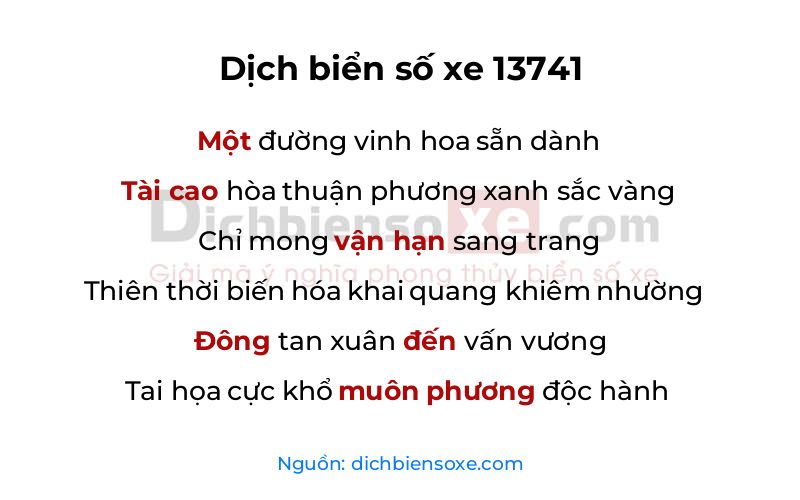 Dịch thơ biển số 13741