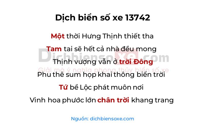 Dịch thơ biển số 13742