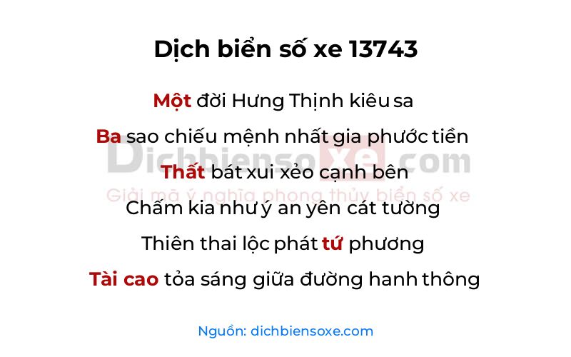 Dịch thơ biển số 13743