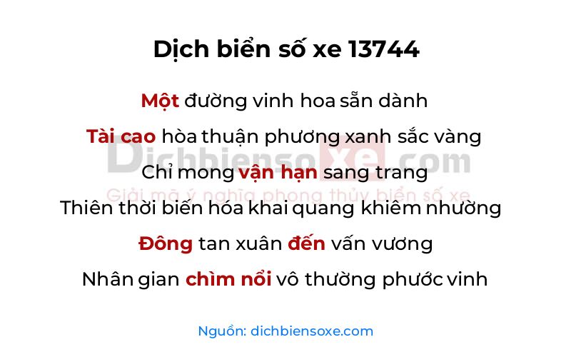 Dịch thơ biển số 13744