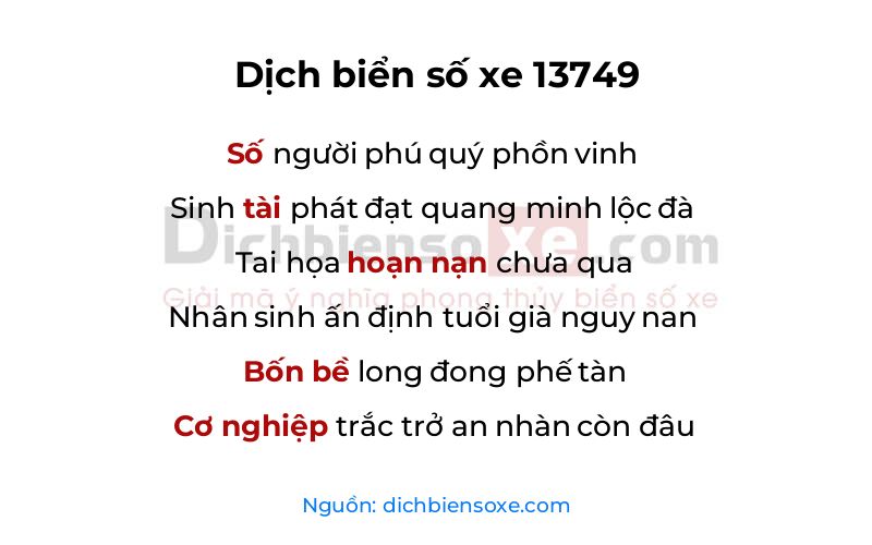 Dịch thơ biển số 13749