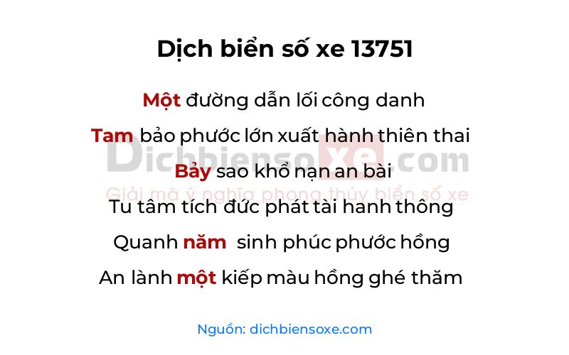 Dịch thơ biển số 13751