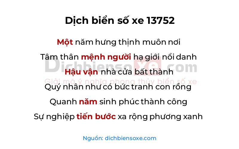 Dịch thơ biển số 13752