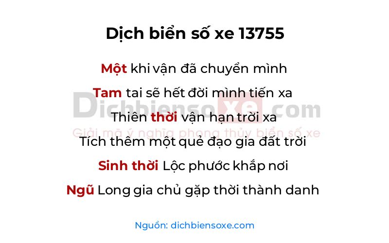 Dịch thơ biển số 13755