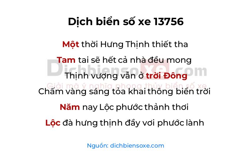 Dịch thơ biển số 13756