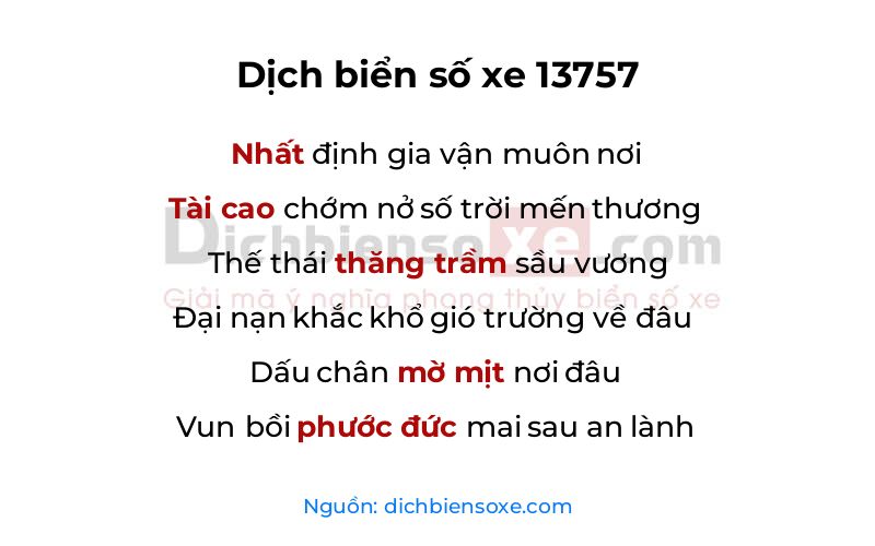 Dịch thơ biển số 13757