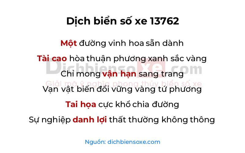 Dịch thơ biển số 13762