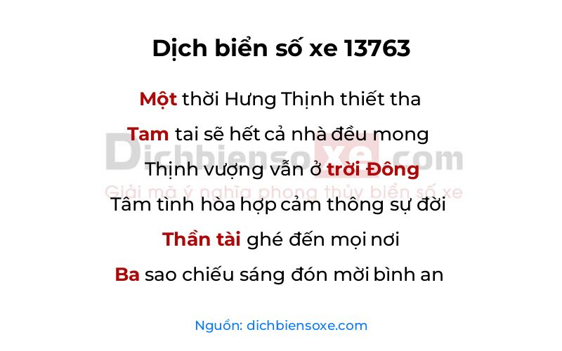 Dịch thơ biển số 13763