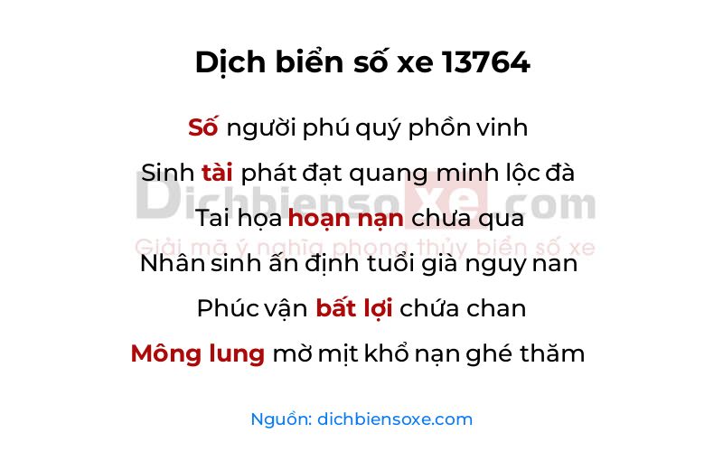 Dịch thơ biển số 13764