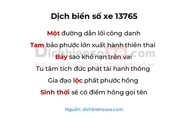 Dịch thơ biển số 13765