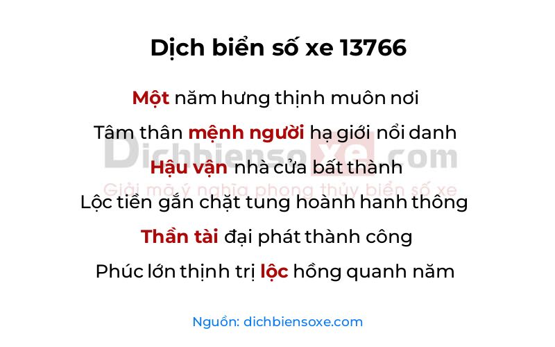 Dịch thơ biển số 13766