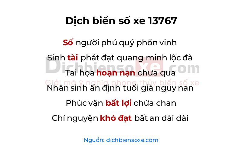 Dịch thơ biển số 13767
