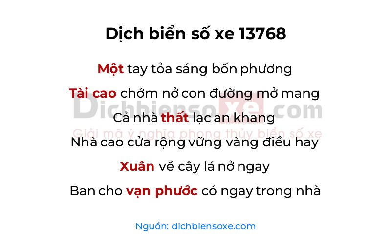 Dịch thơ biển số 13768