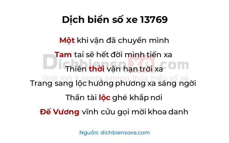 Dịch thơ biển số 13769