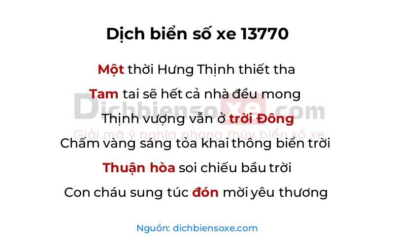 Dịch thơ biển số 13770