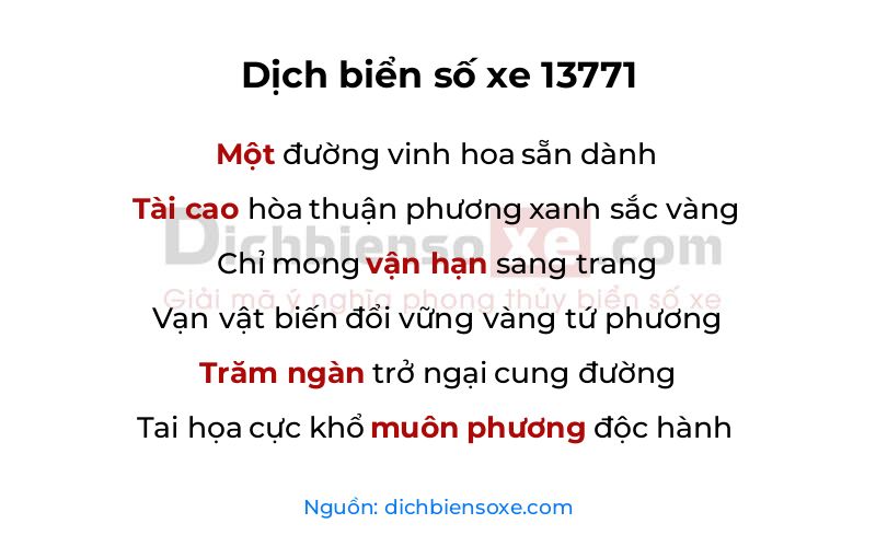 Dịch thơ biển số 13771