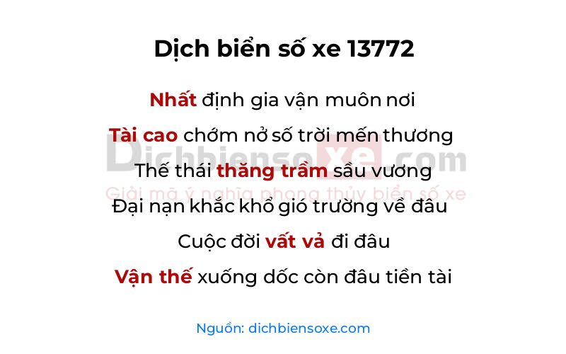 Dịch thơ biển số 13772