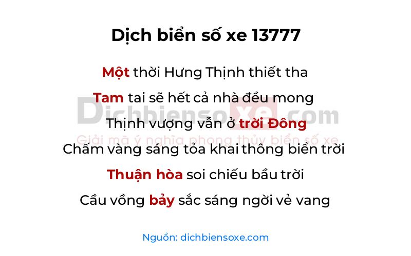 Dịch thơ biển số 13777