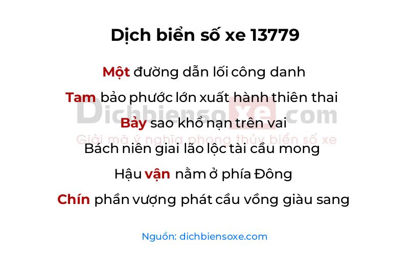 Dịch thơ biển số 13779