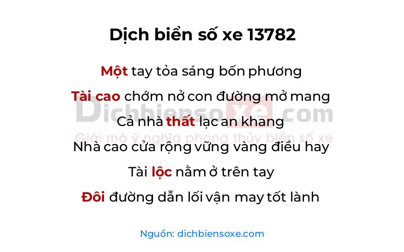 Dịch thơ biển số 13782