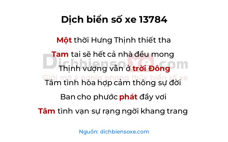 Dịch thơ biển số 13784