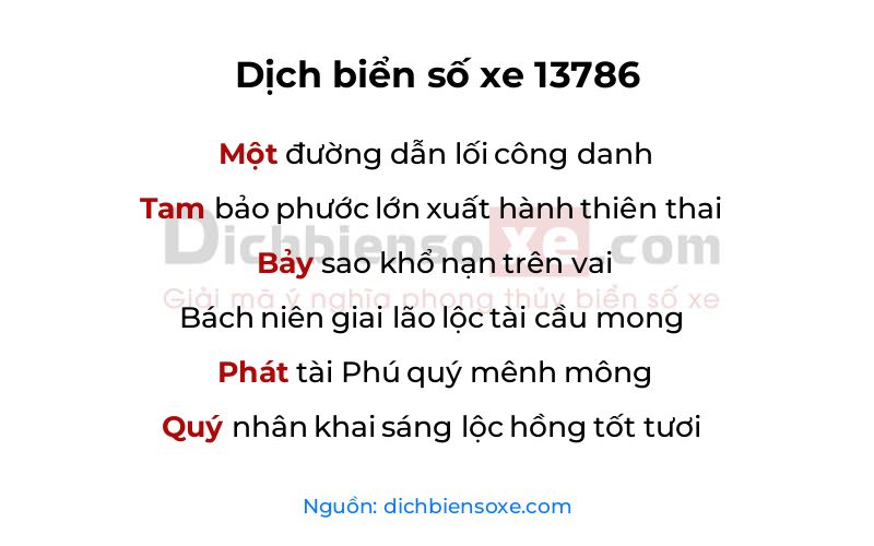 Dịch thơ biển số 13786