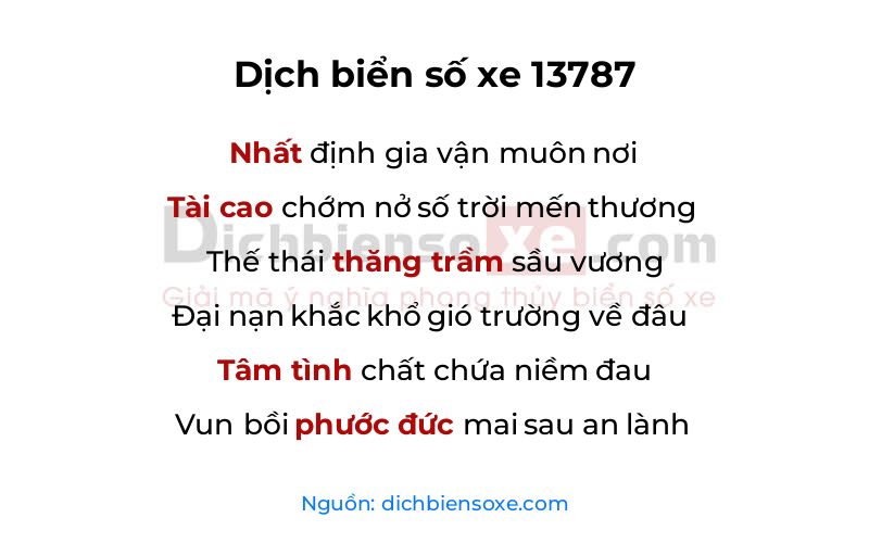 Dịch thơ biển số 13787
