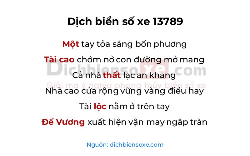 Dịch thơ biển số 13789