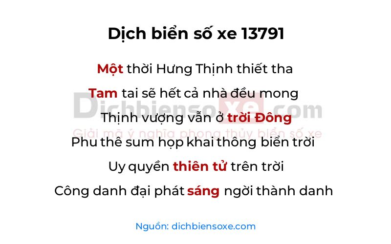 Dịch thơ biển số 13791