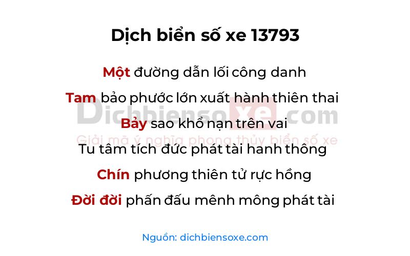 Dịch thơ biển số 13793