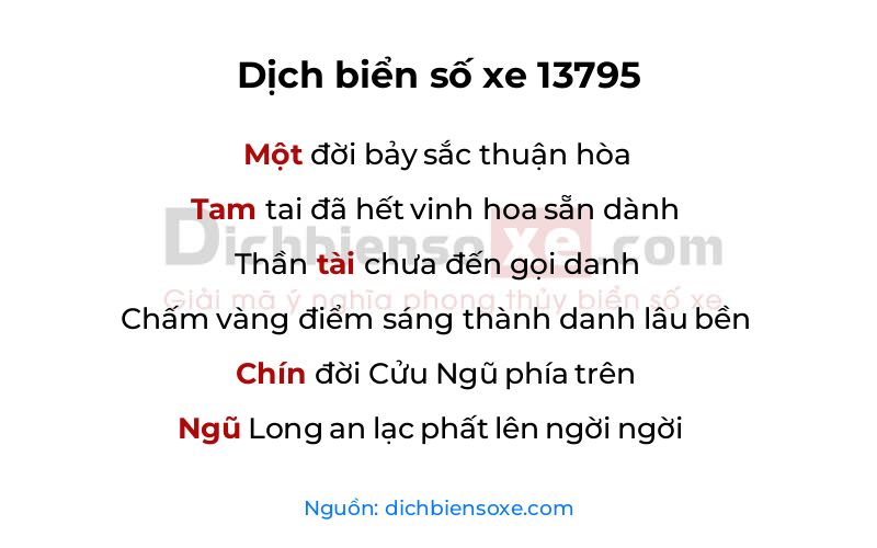 Dịch thơ biển số 13795