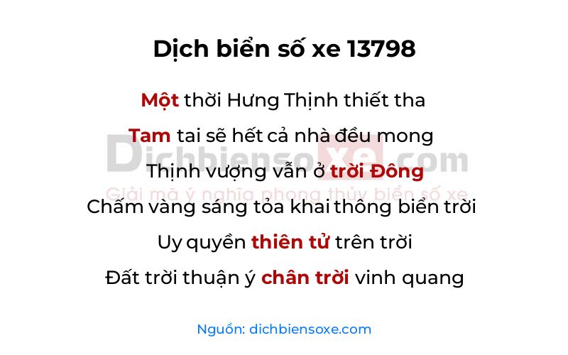 Dịch thơ biển số 13798