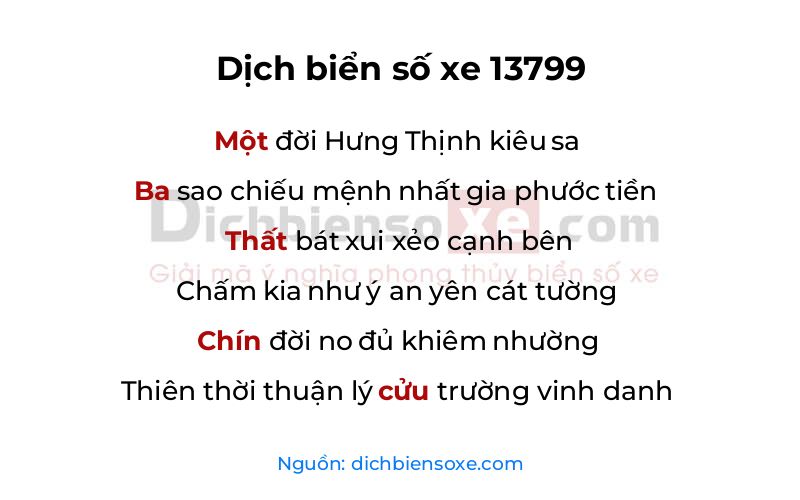 Dịch thơ biển số 13799